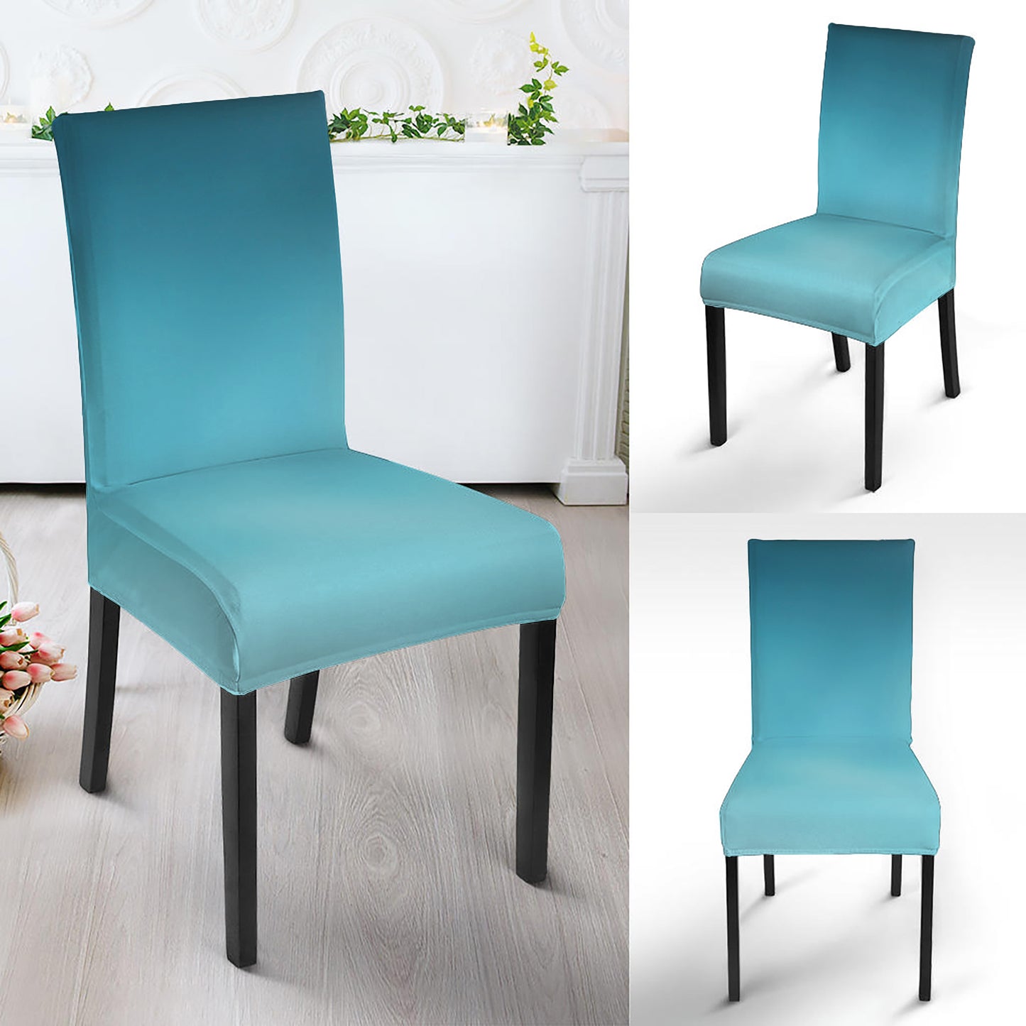 LED Christmas String Lights Print Dining Chair Slipcover
