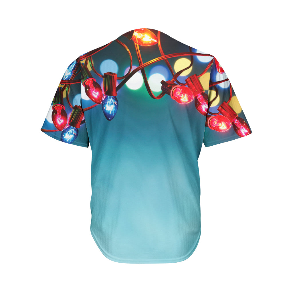 LED Christmas String Lights Print Men's Baseball Jersey