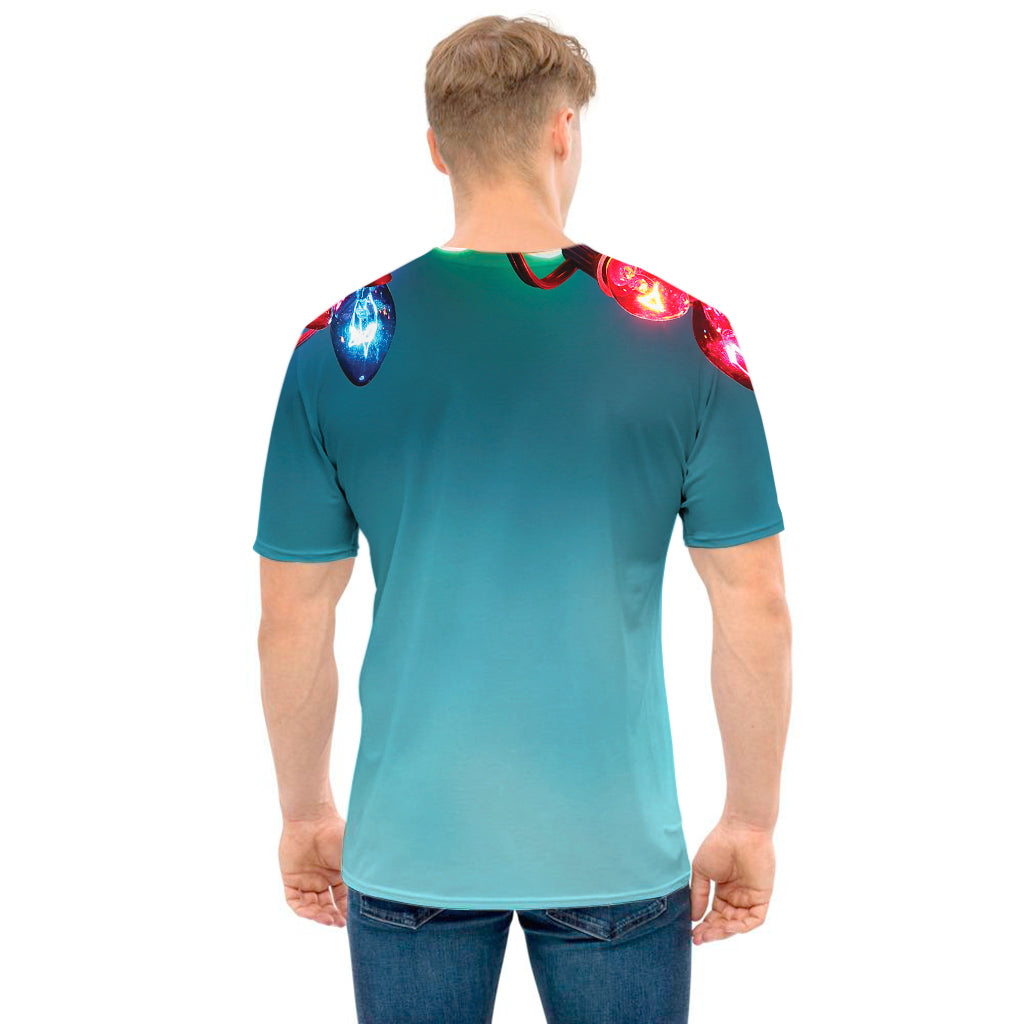 LED Christmas String Lights Print Men's T-Shirt