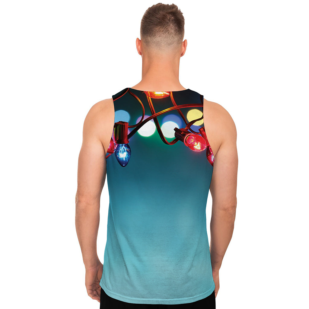 LED Christmas String Lights Print Men's Tank Top