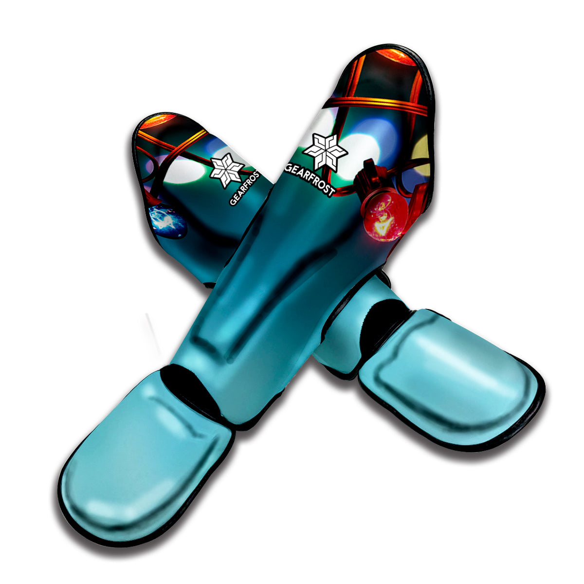 LED Christmas String Lights Print Muay Thai Shin Guard