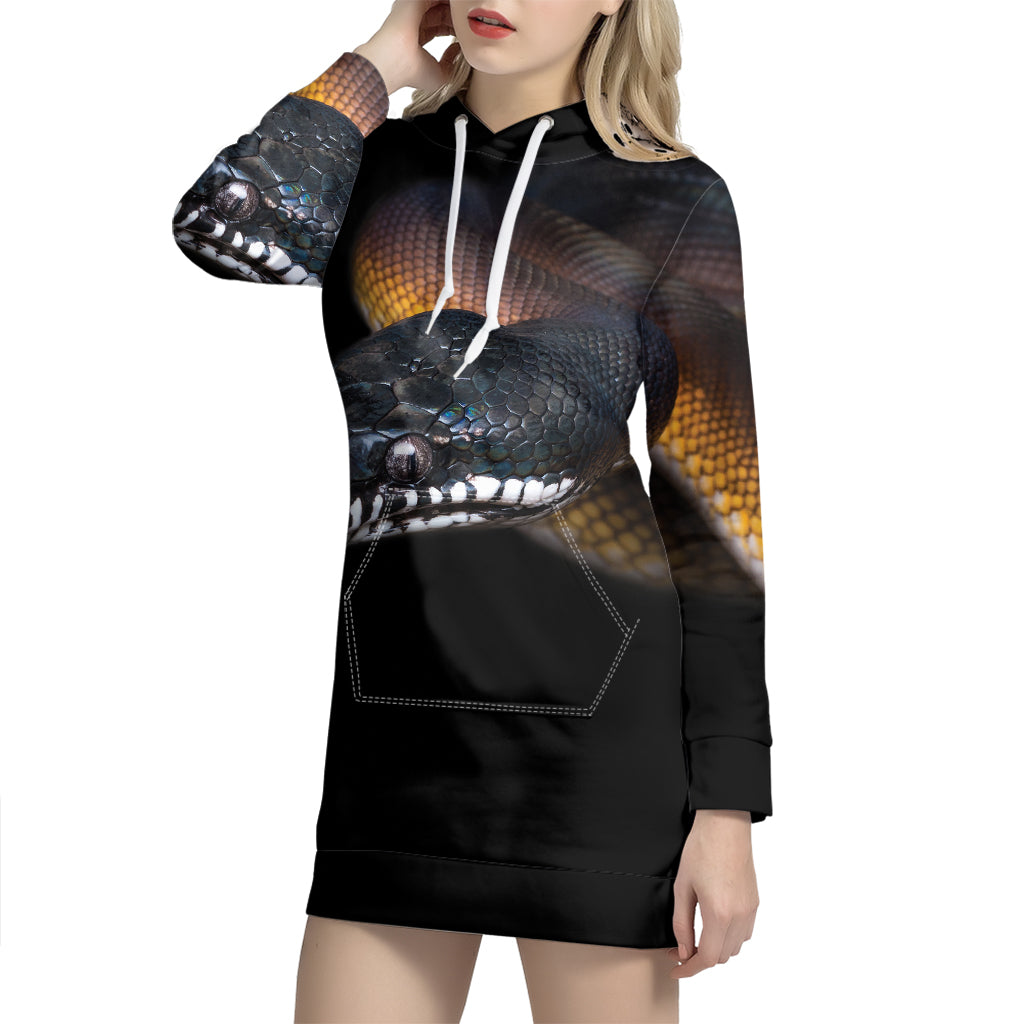 Leiopython Snake Print Pullover Hoodie Dress