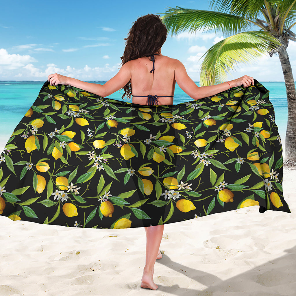 Lemon And Flower Pattern Print Beach Sarong Wrap