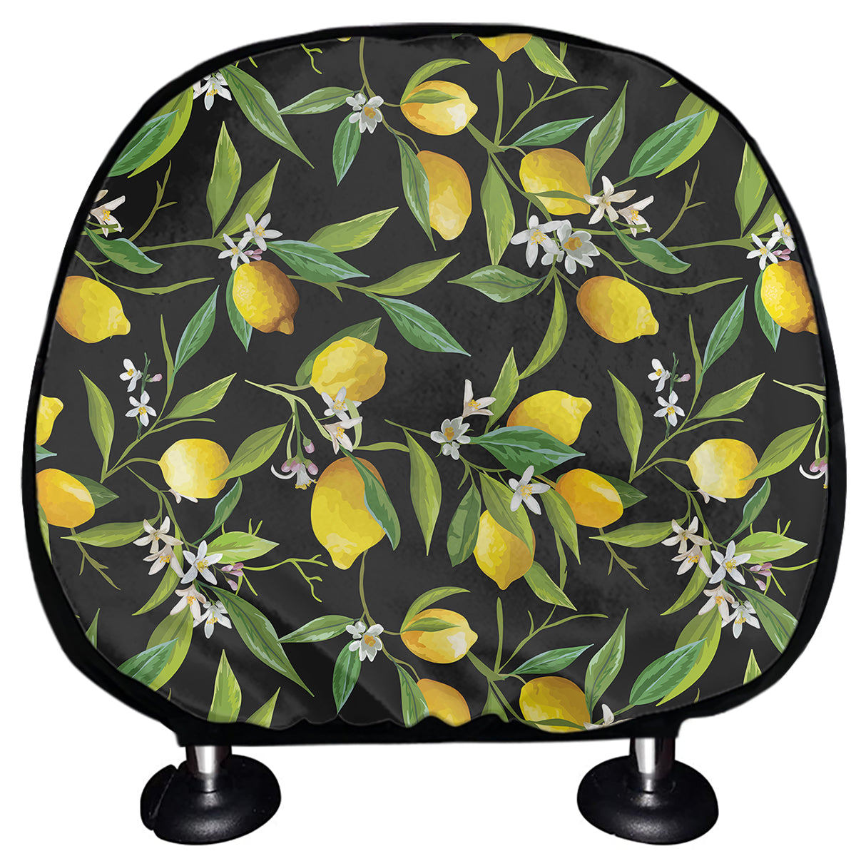 Lemon And Flower Pattern Print Car Headrest Covers