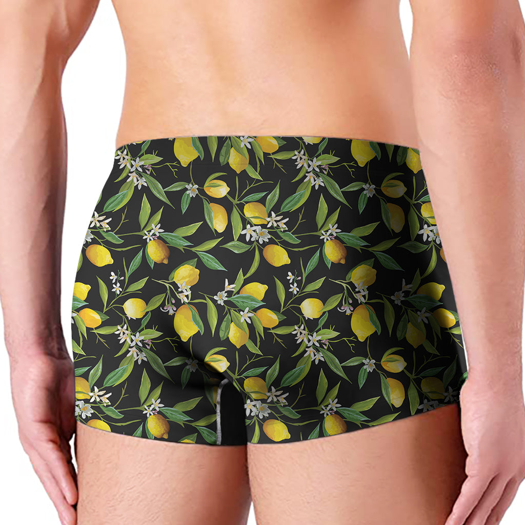 Lemon And Flower Pattern Print Men's Boxer Briefs