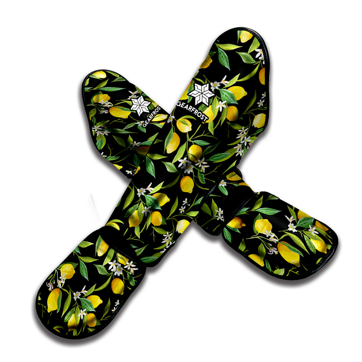 Lemon And Flower Pattern Print Muay Thai Shin Guard