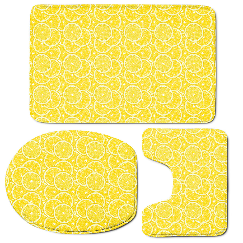 Lemon Slices Pattern Print 3 Piece Bath Mat Set