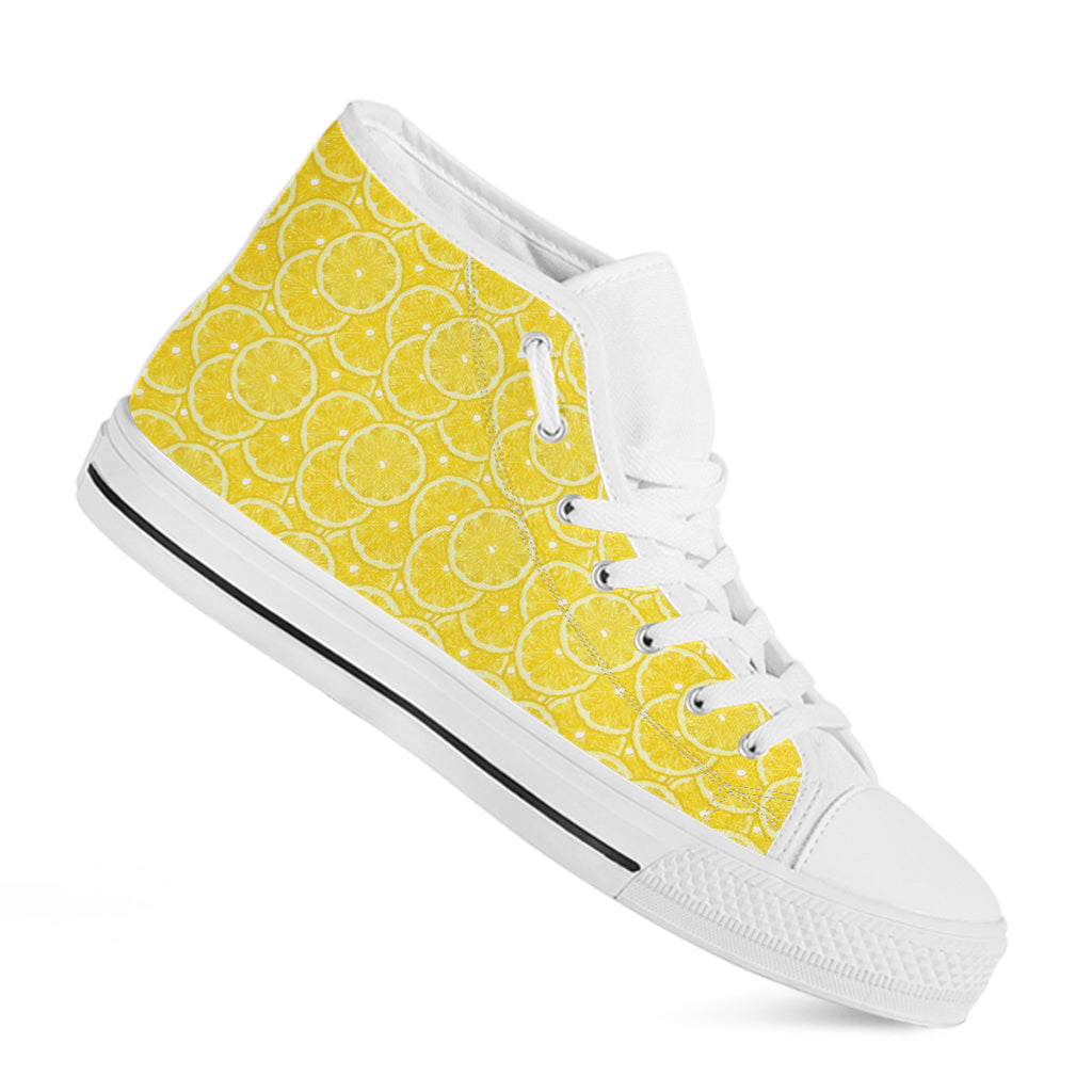 Lemon Slices Pattern Print White High Top Shoes