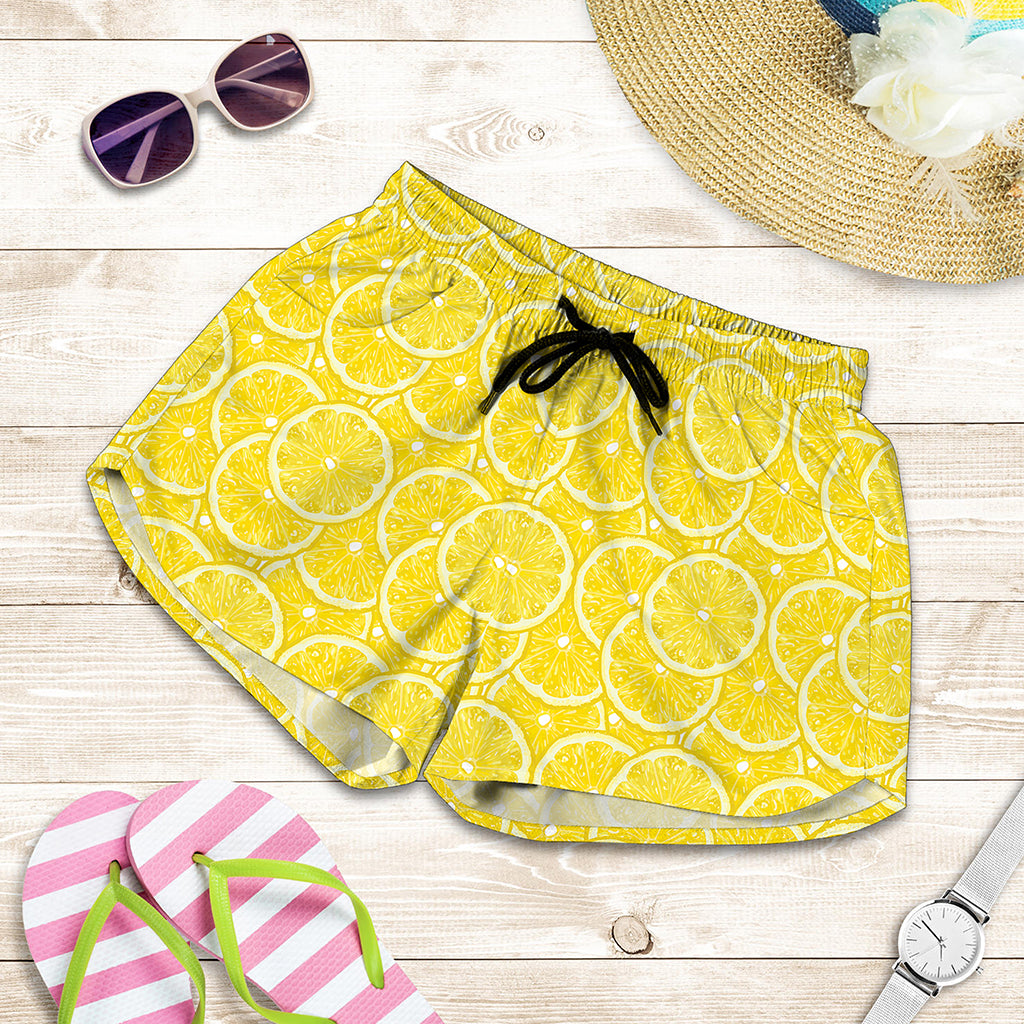 Lemon Slices Pattern Print Women's Shorts