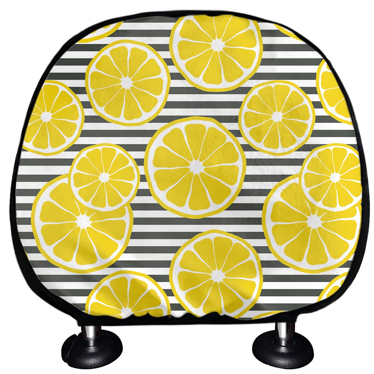 Lemon Striped Pattern Print Car Headrest Covers