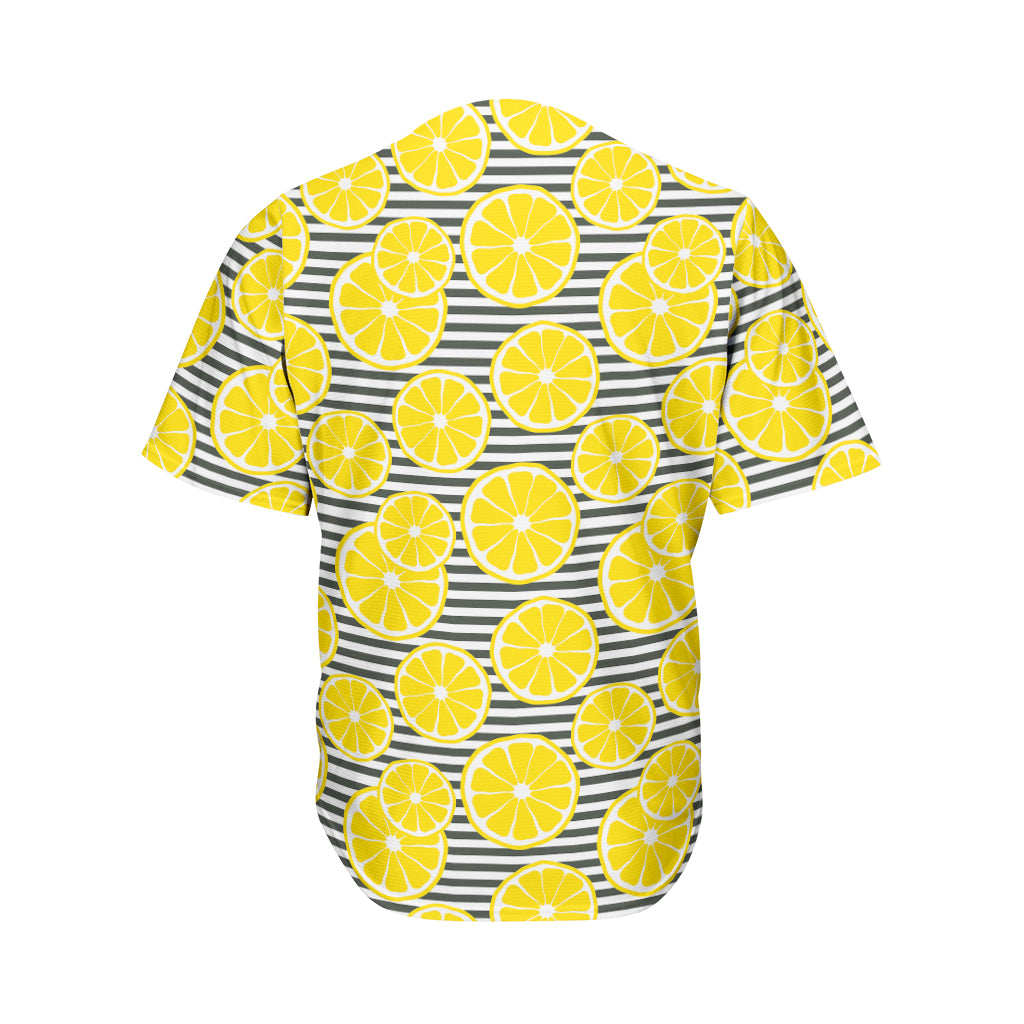 Lemon Striped Pattern Print Men's Baseball Jersey