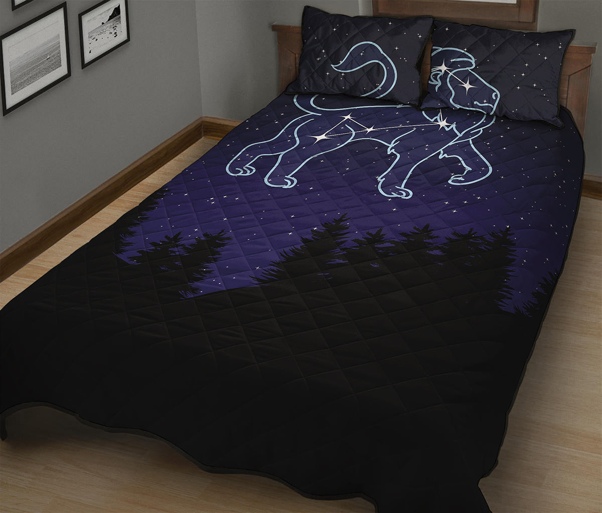 Leo Constellation Print Quilt Bed Set