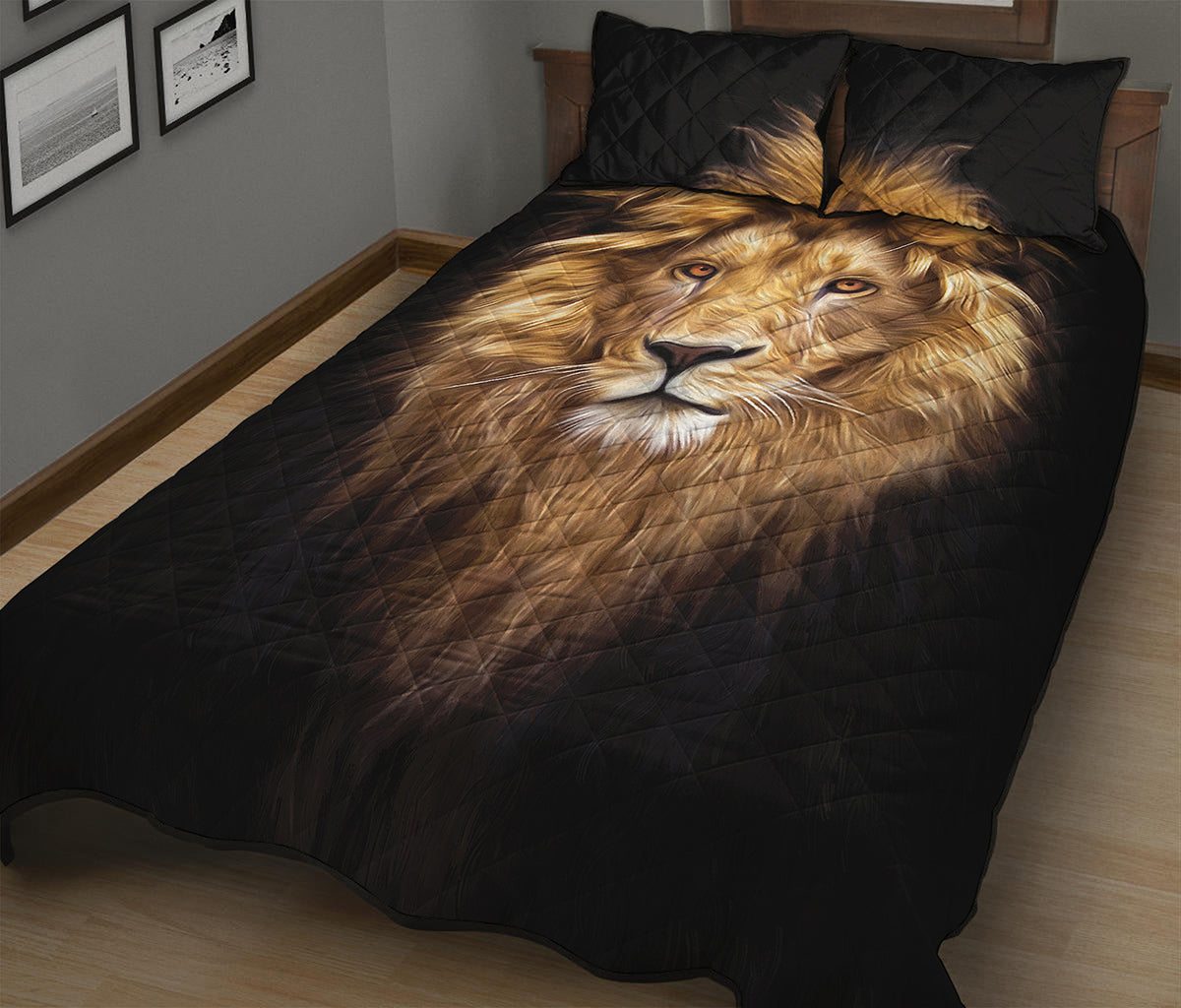 Leo Portrait Print Quilt Bed Set