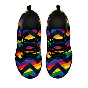 LGBT Pride Rainbow Chevron Pattern Print Black Sneakers