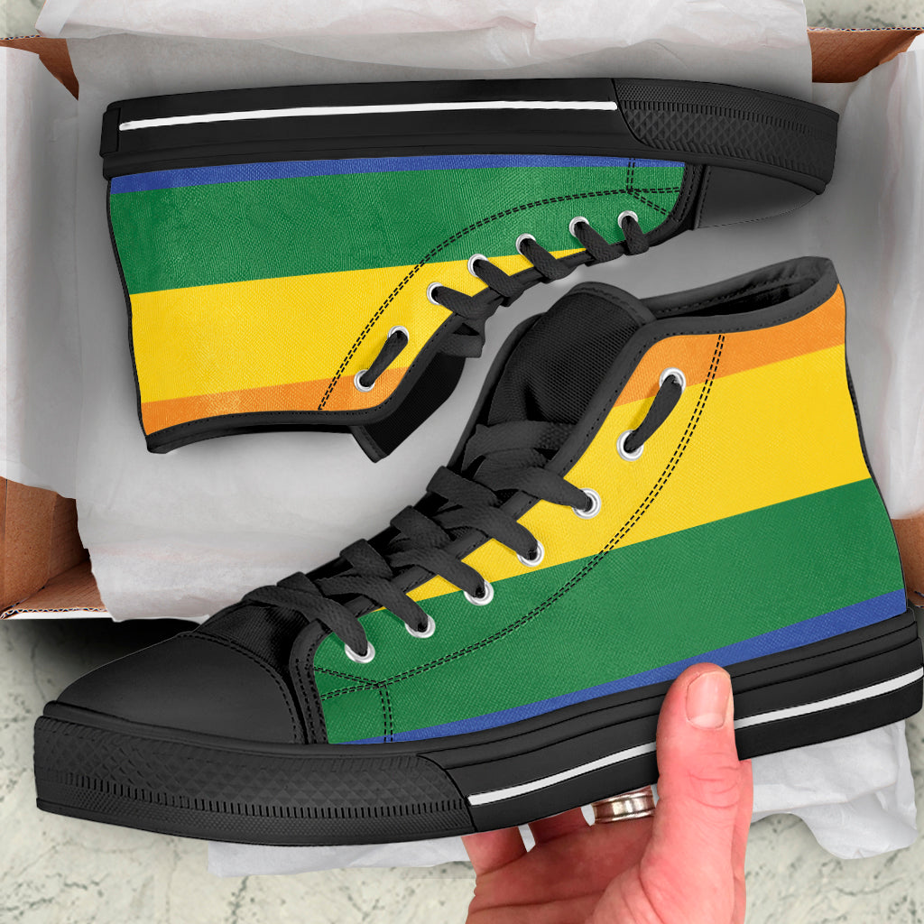 LGBT Pride Rainbow Flag Print Black High Top Sneakers