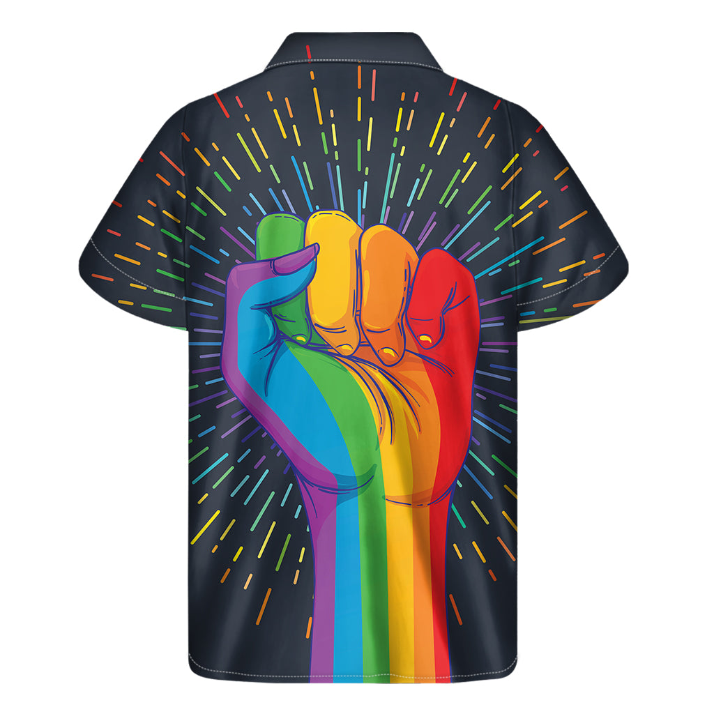 LGBT Pride Rainbow Hand Print Men's Short Sleeve Shirt