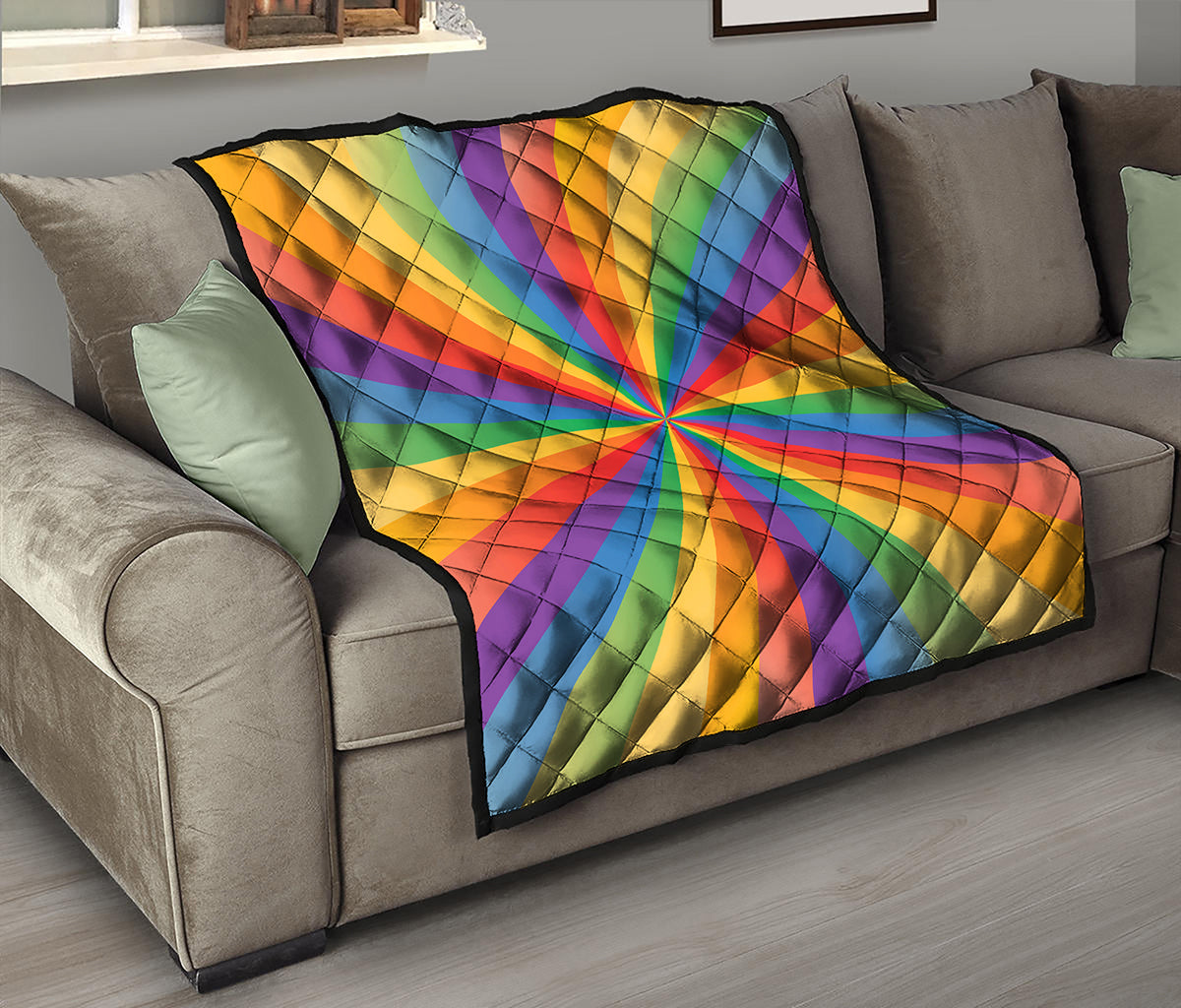 LGBT Pride Rainbow Rays Print Quilt