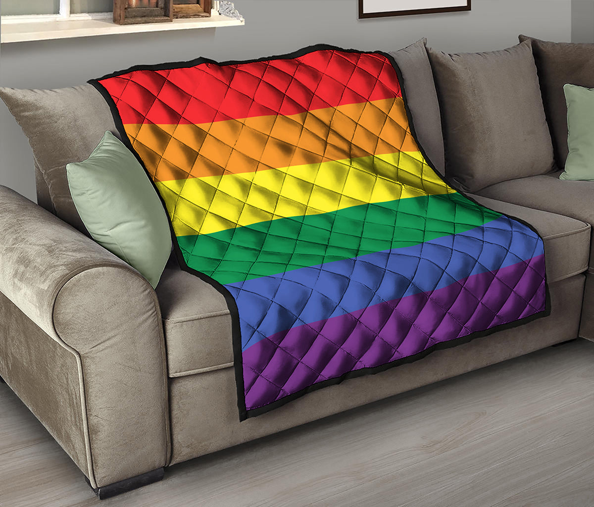 LGBT Pride Rainbow Striped Print Quilt