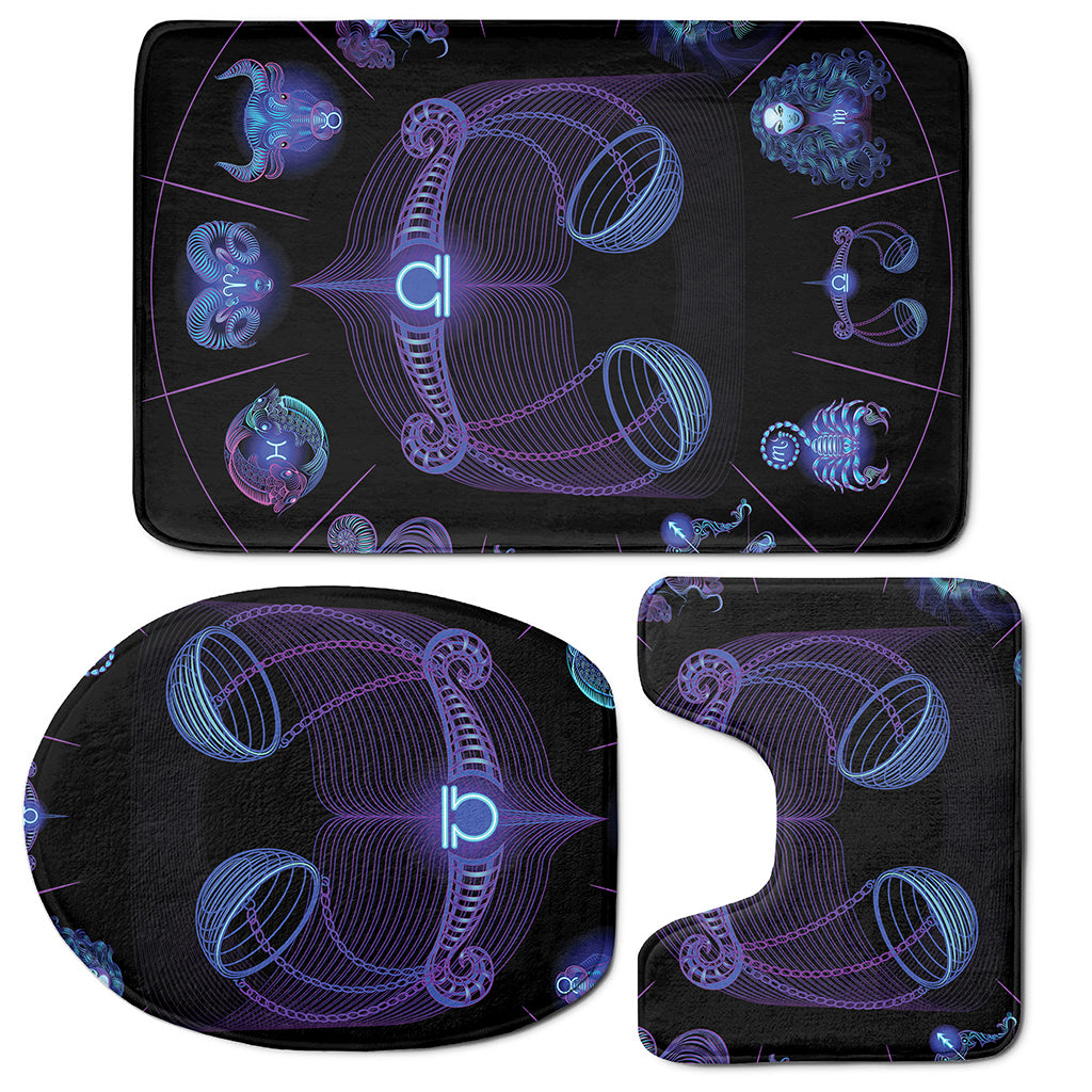Libra And Astrological Signs Print 3 Piece Bath Mat Set