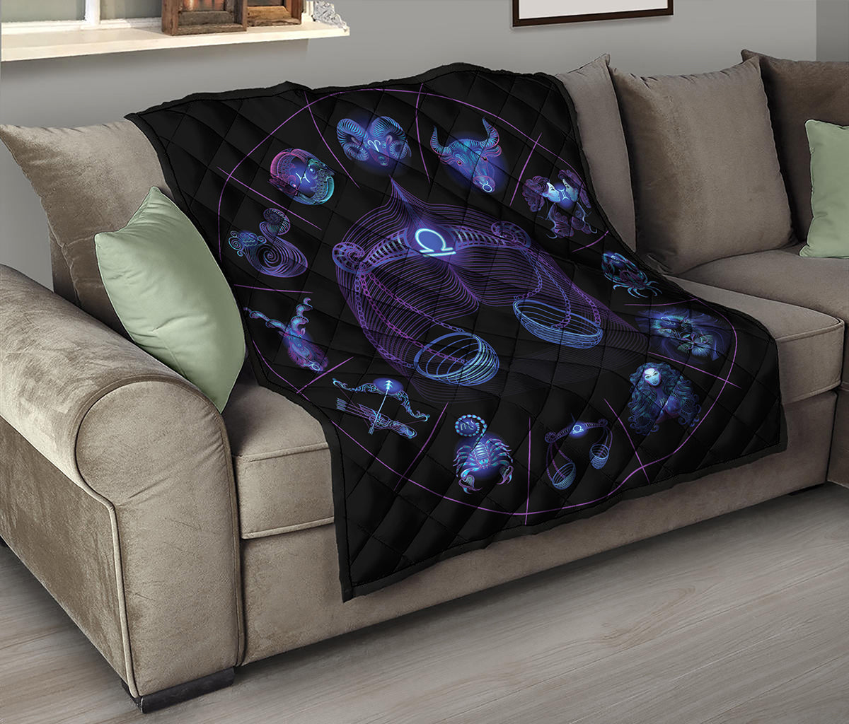 Libra And Astrological Signs Print Quilt