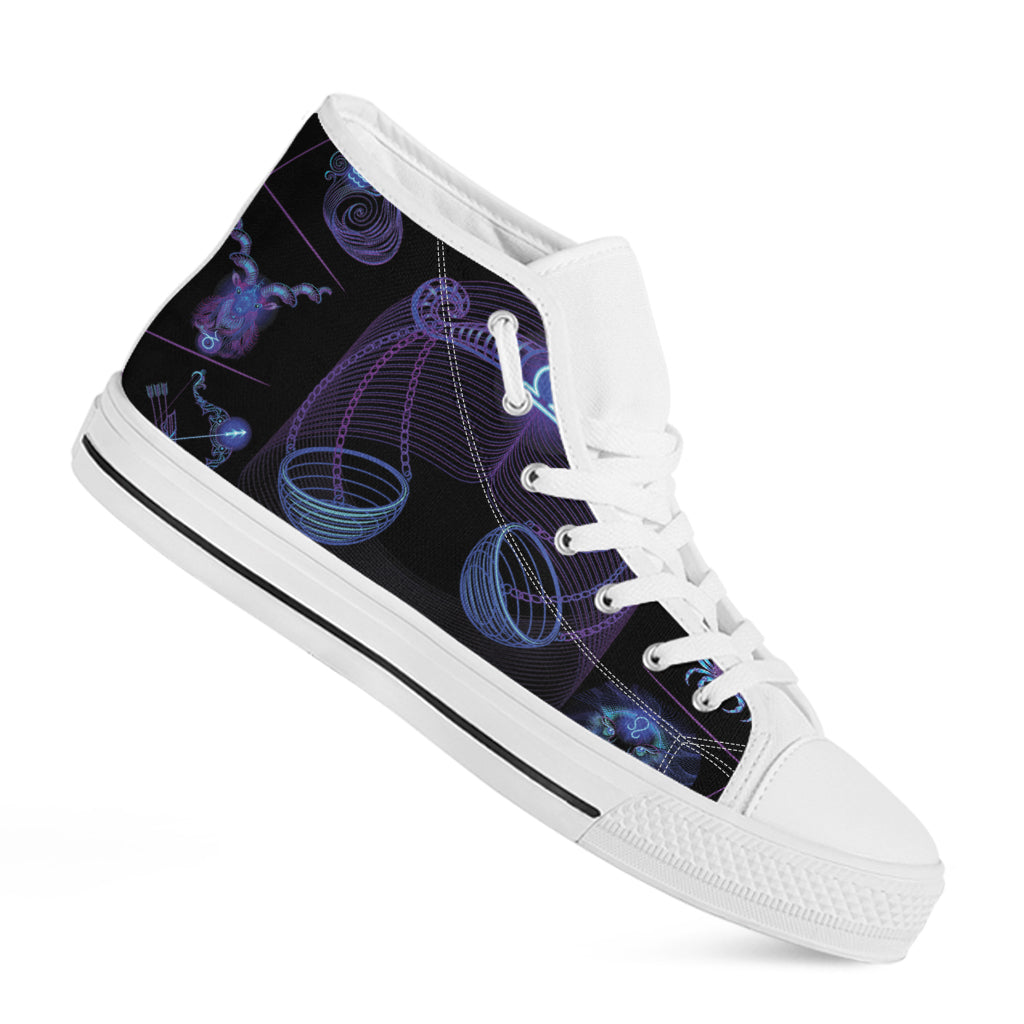 Libra And Astrological Signs Print White High Top Shoes