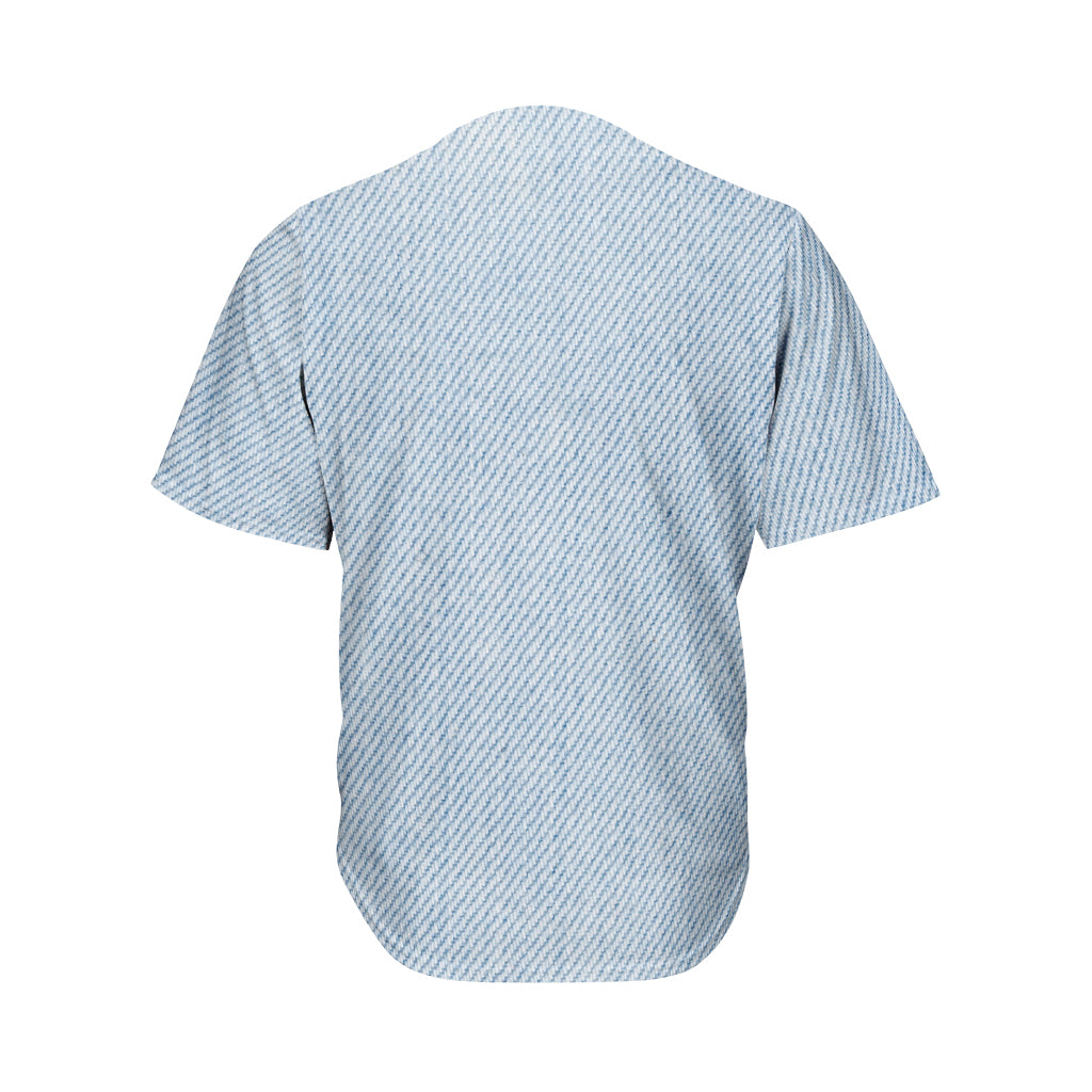 Light Blue Denim Jeans Print Men's Baseball Jersey