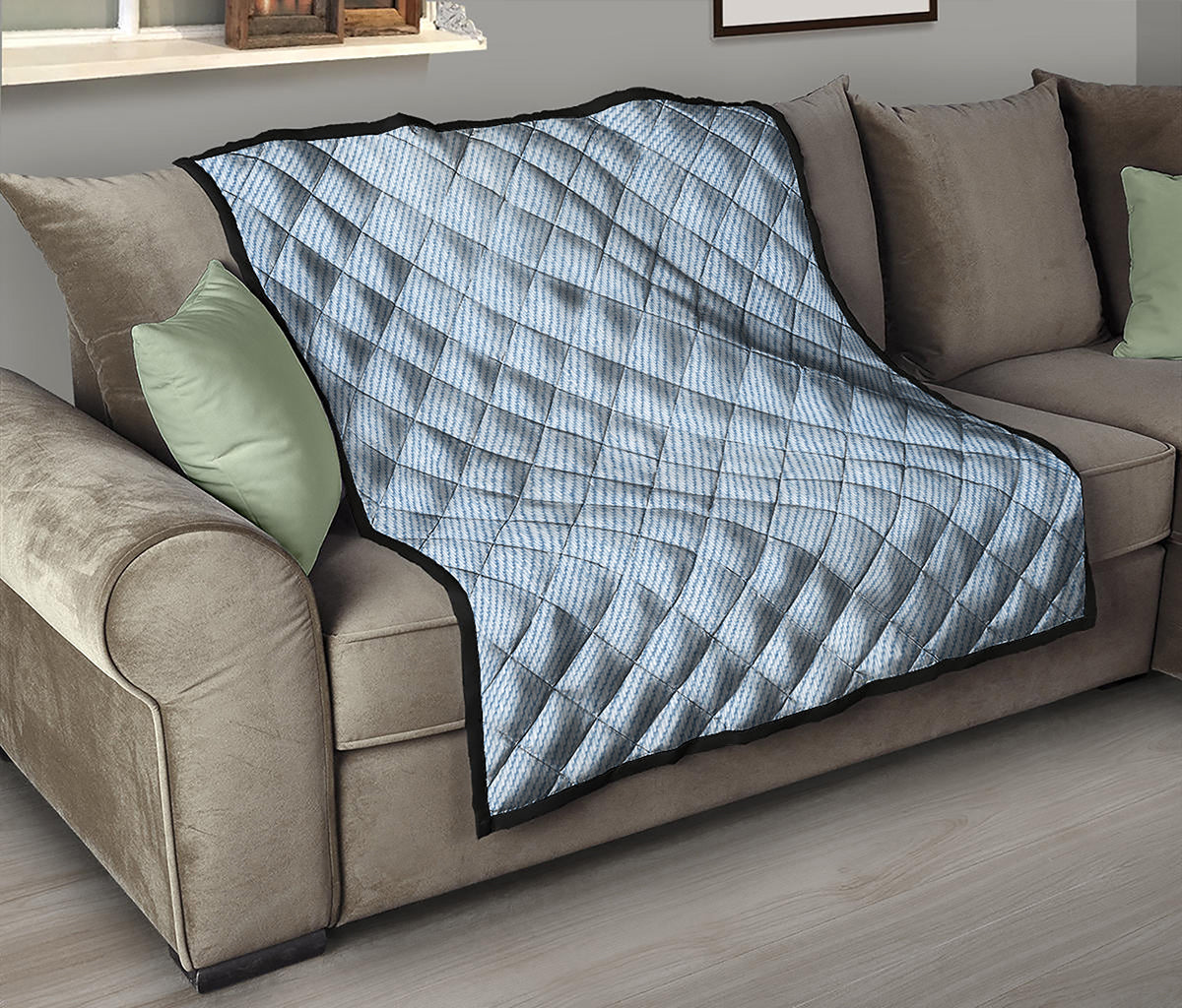 Light Blue Denim Jeans Print Quilt