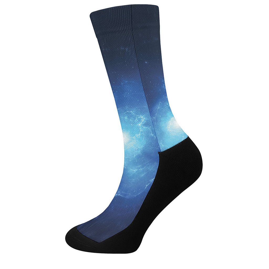 Light Blue Space Print Crew Socks