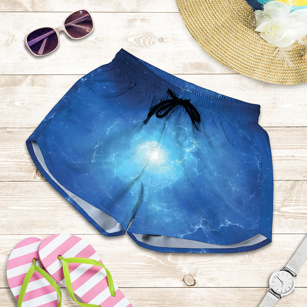 Light Blue Space Print Women's Shorts