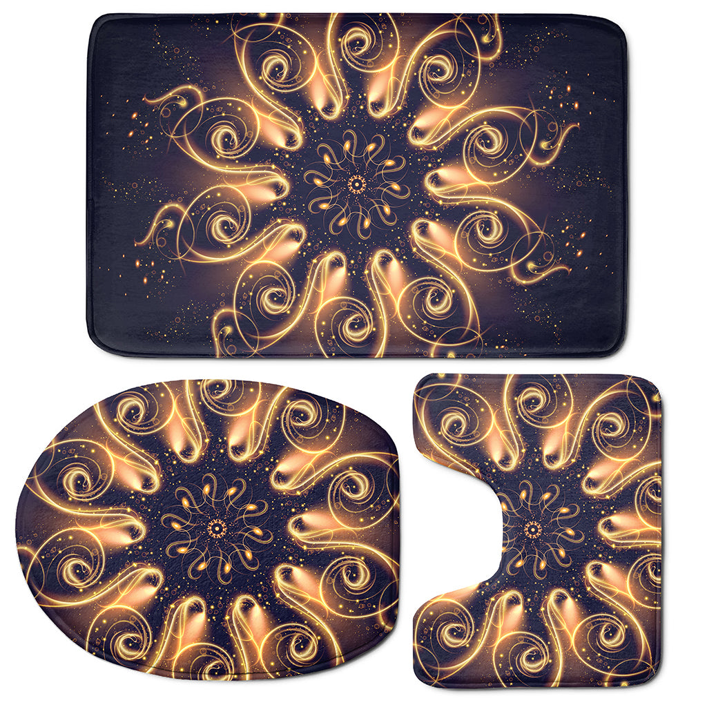 Light Fractal Print 3 Piece Bath Mat Set