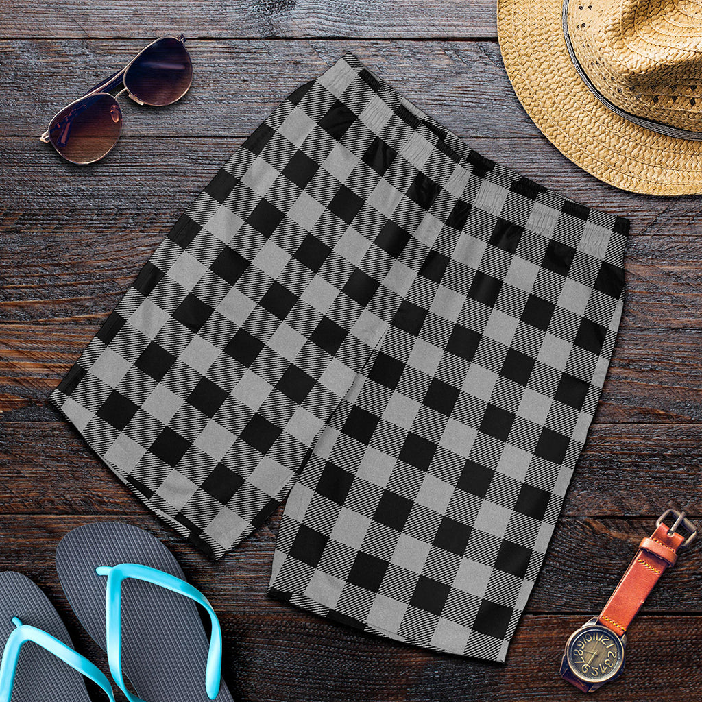 Light Grey And Black Buffalo Check Print Men's Shorts