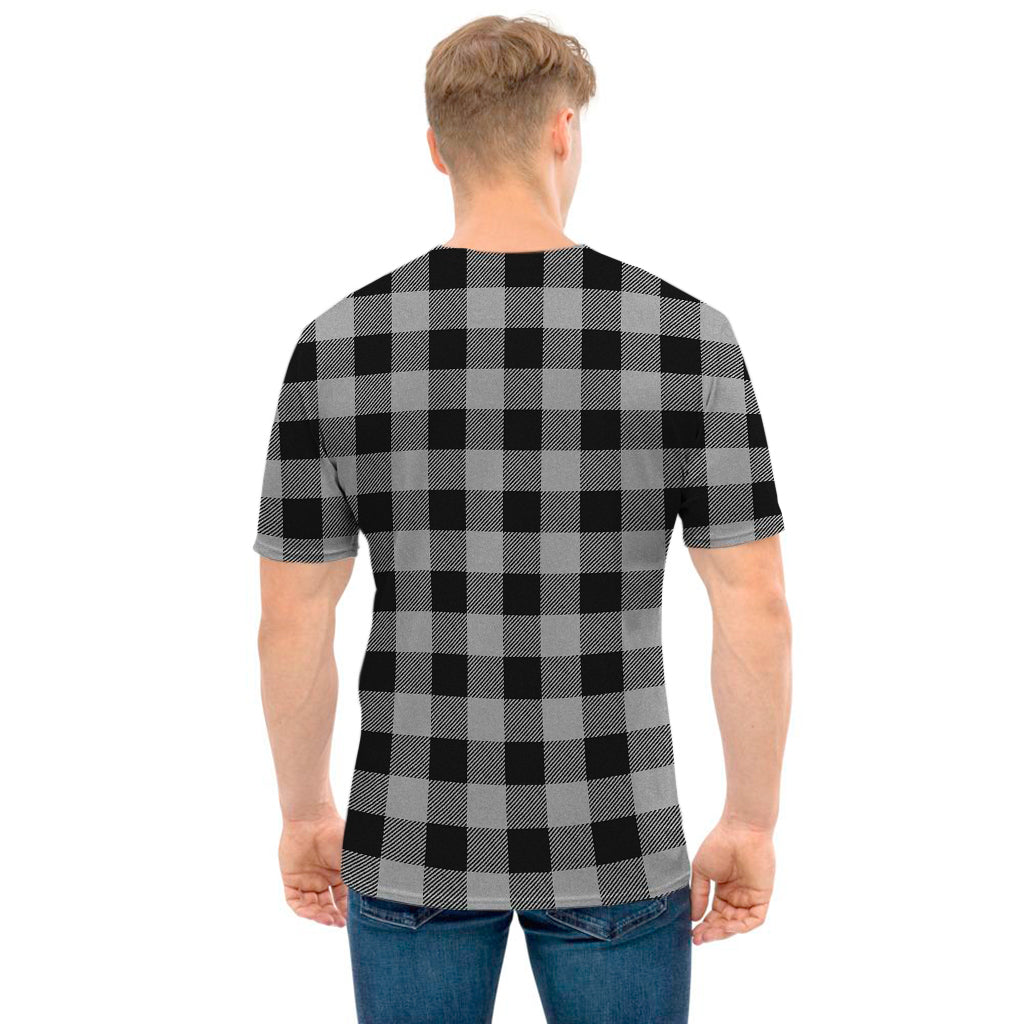 Light Grey And Black Buffalo Check Print Men's T-Shirt