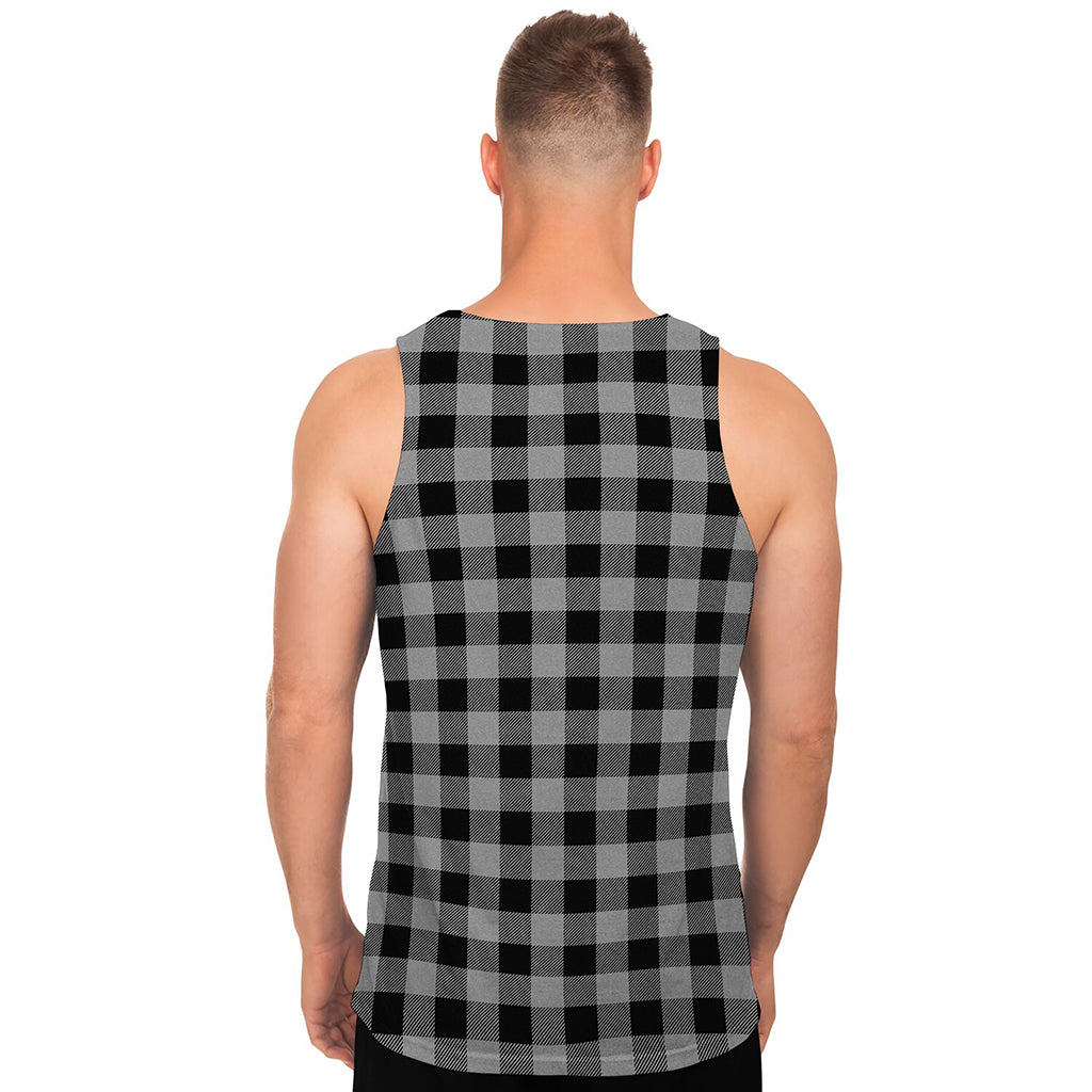 Light Grey And Black Buffalo Check Print Men's Tank Top
