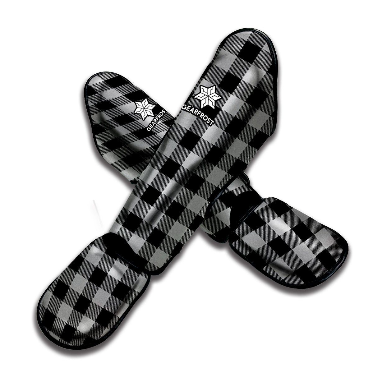 Light Grey And Black Buffalo Check Print Muay Thai Shin Guard