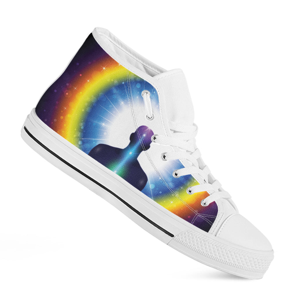Light Of Seven Chakras Print White High Top Shoes
