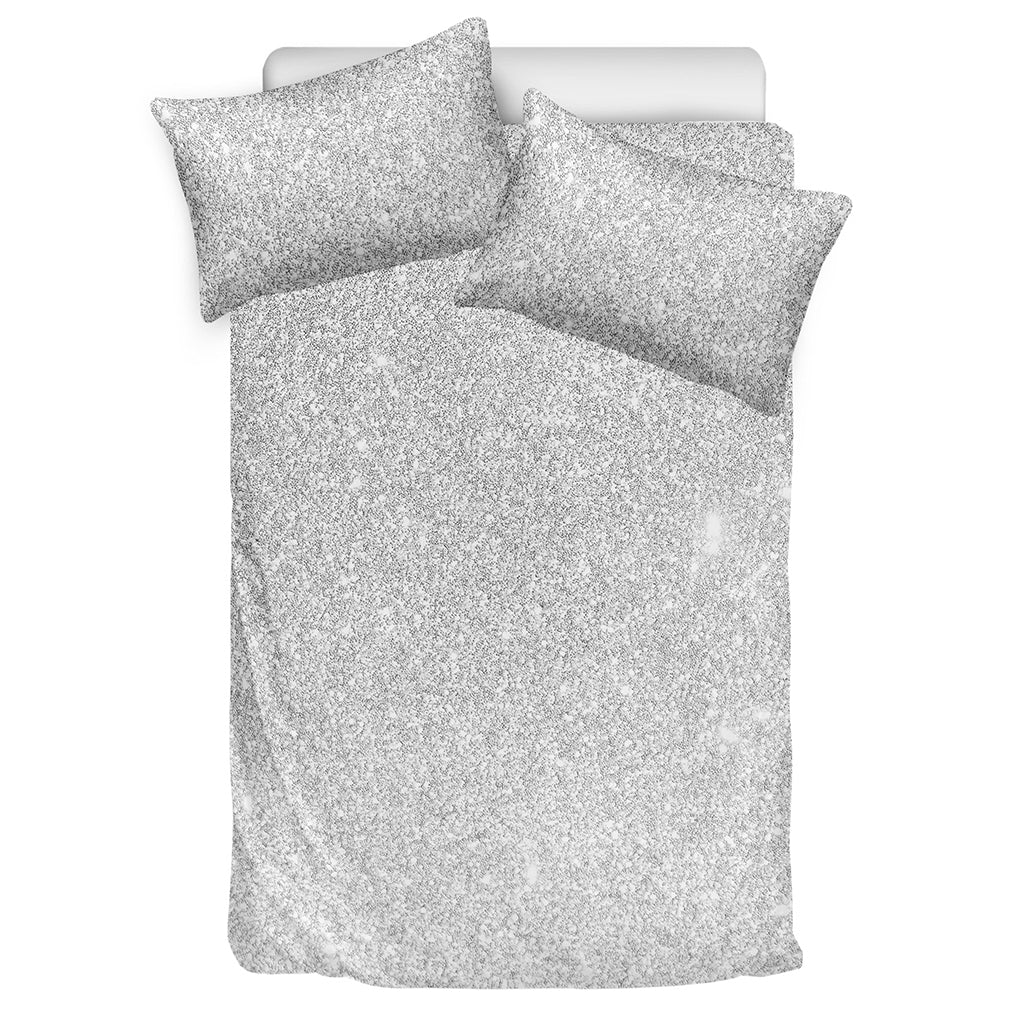 Light Silver Glitter Artwork Print (NOT Real Glitter) Duvet Cover Bedding Set