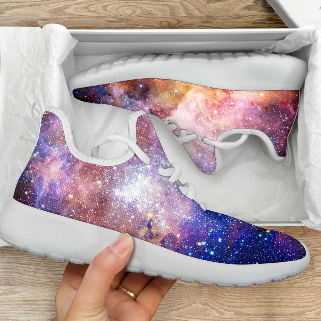 Light Stardust Galaxy Deep Space Print Mesh Knit Shoes GearFrost