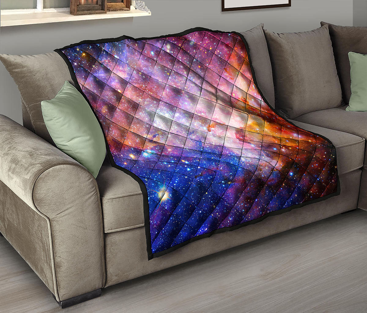 Light Stardust Galaxy Deep Space Print Quilt