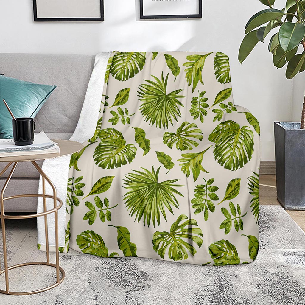 Light Tropical Leaf Pattern Print Blanket