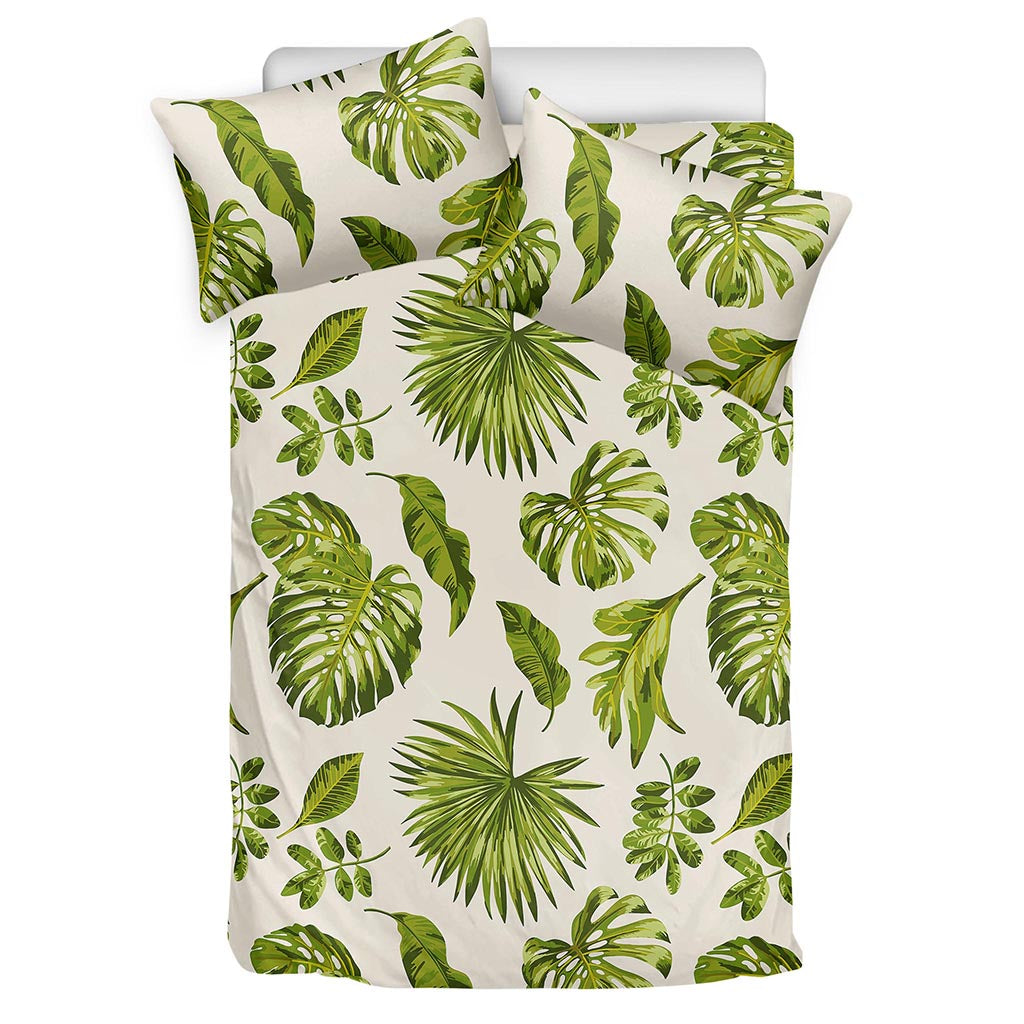 Light Tropical Leaf Pattern Print Duvet Cover Bedding Set