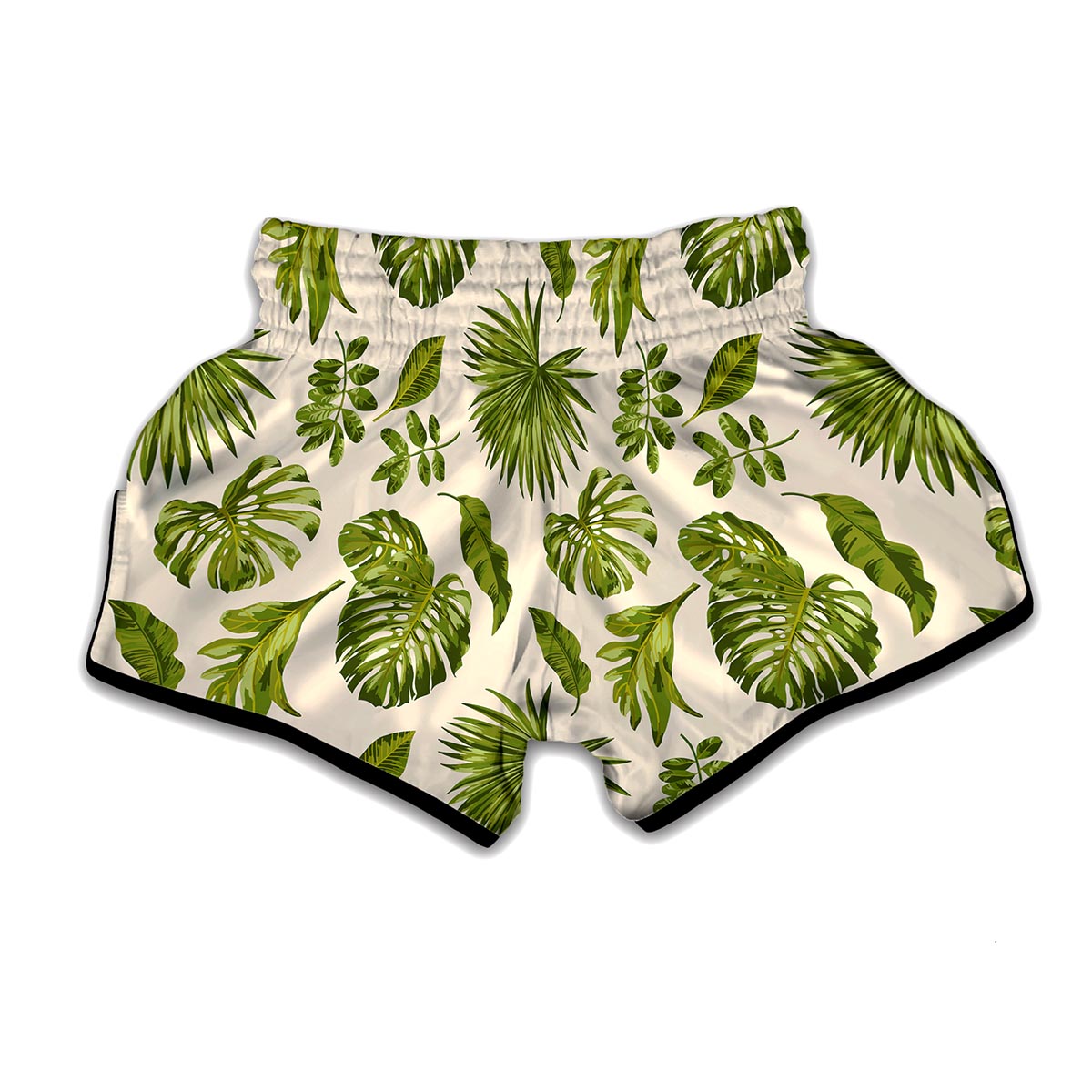 Light Tropical Leaf Pattern Print Muay Thai Boxing Shorts