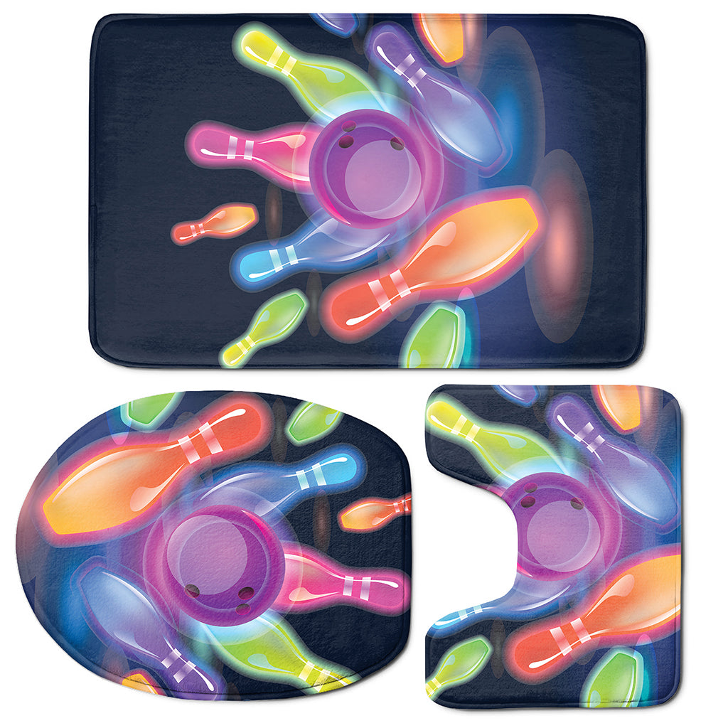 Light Up Bowling Pins Print 3 Piece Bath Mat Set