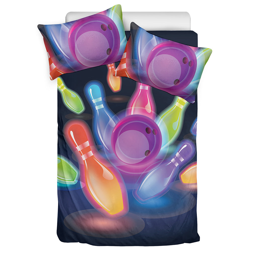 Light Up Bowling Pins Print Duvet Cover Bedding Set