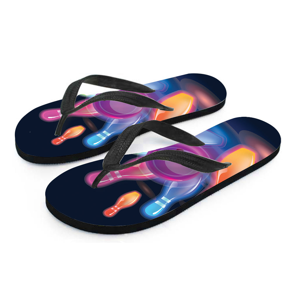 Light Up Bowling Pins Print Flip Flops