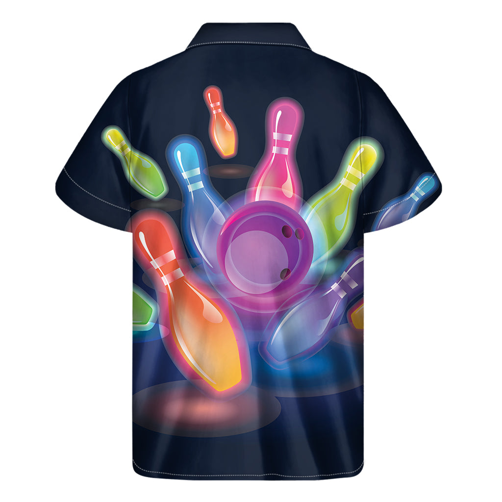 Light Up Bowling Pins Print Men's Short Sleeve Shirt