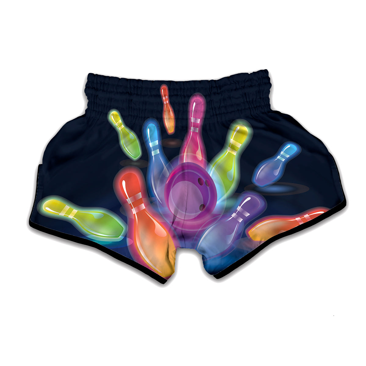 Light Up Bowling Pins Print Muay Thai Boxing Shorts