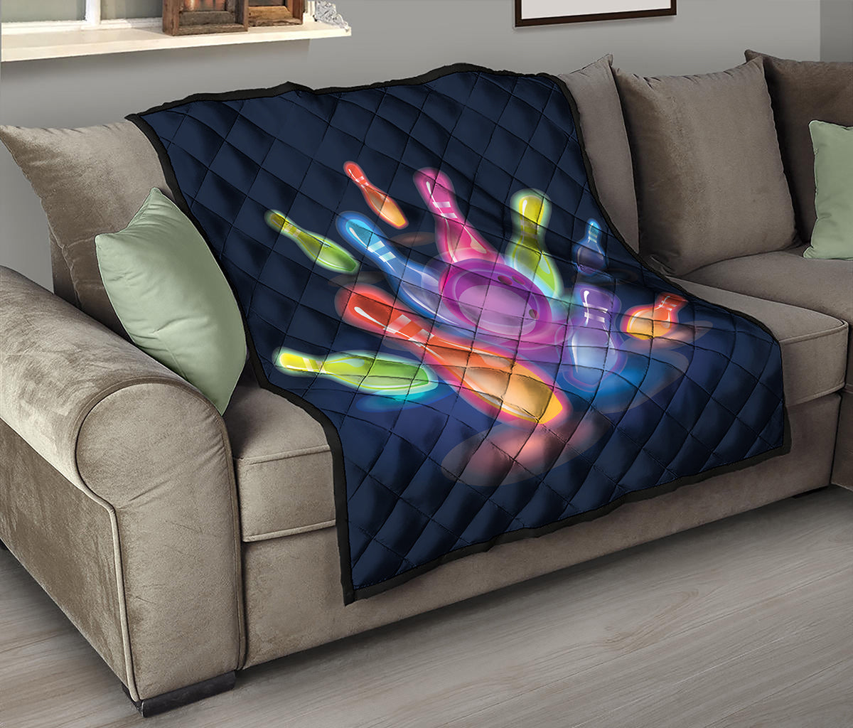 Light Up Bowling Pins Print Quilt