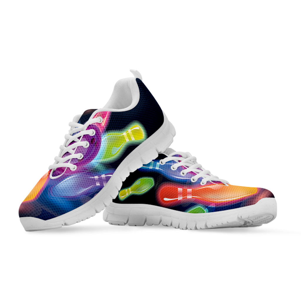 Light Up Bowling Pins Print White Sneakers