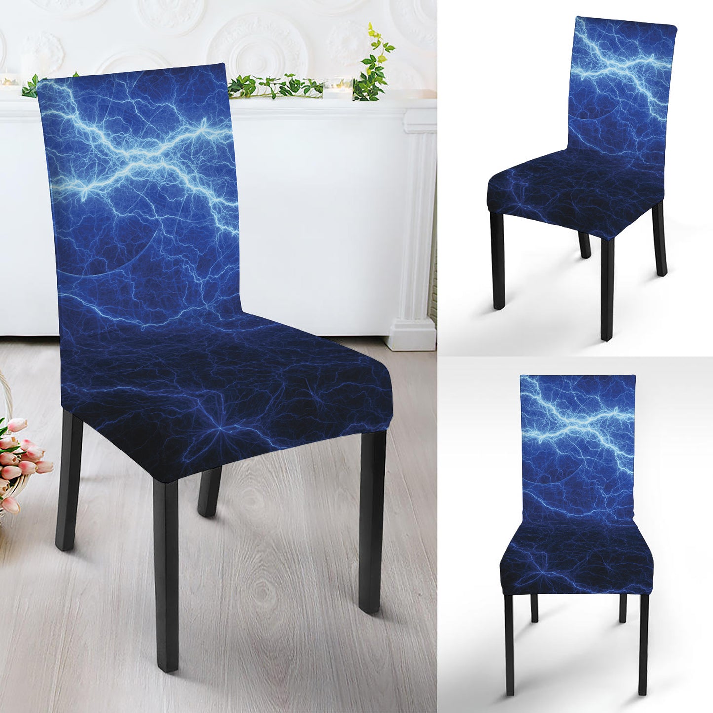 Lightning Plasma Print Dining Chair Slipcover