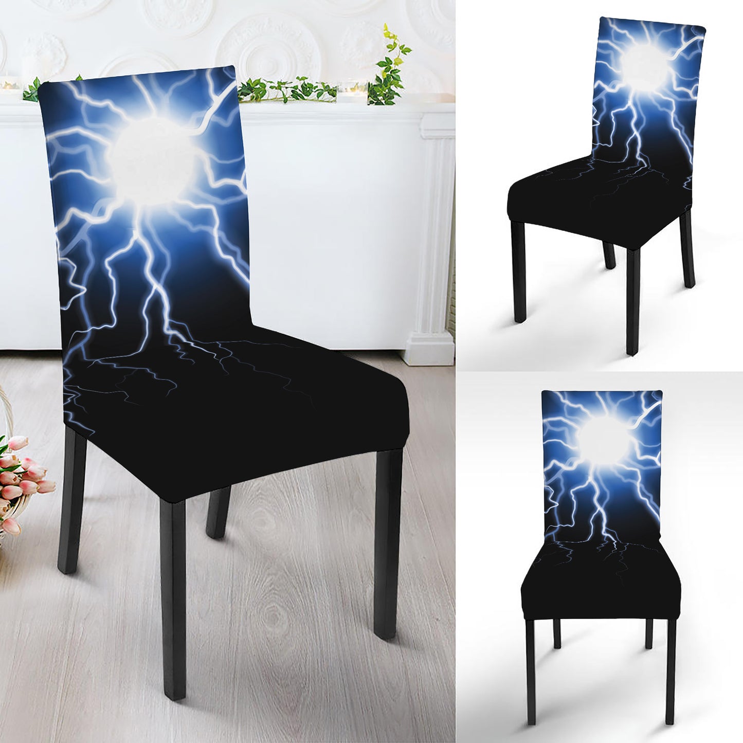 Lightning Spark Print Dining Chair Slipcover